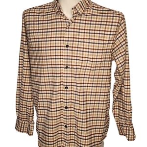 Orvis Men’s Plaid Flannel Shirt Large Cotton Wool Blend Winter Layering